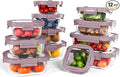 12-Pack Glass Containers with Tempered Lids – Borosilicate, Oven-Safe(-4°F~950°F), Airtight, BPA-Free, Multi-Size for Meal Prep, Dishwasher Safe, 1.6 cups to 6.4 cups (Pink)