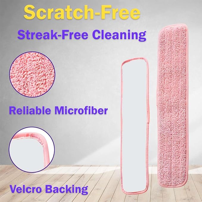 Washable Microfiber Mop Pad Refill, 12 Pack 24 inch Flat Mop Pads, Commercial Reusable Mop Pads for Wet and Dry Cleaning, Squeeze Cleaning Mop Heads Replacement