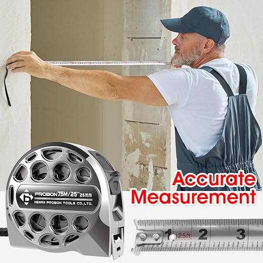 2 Pcs 7.5M/25FT Stainless Steel Tape Measure Double-Sided Scale, Stainless Steel Anti-Corrosion Retractable Metric Ruler, Anti-Fall Wear-Resistant Hollow Design Titanium Tape Measure
