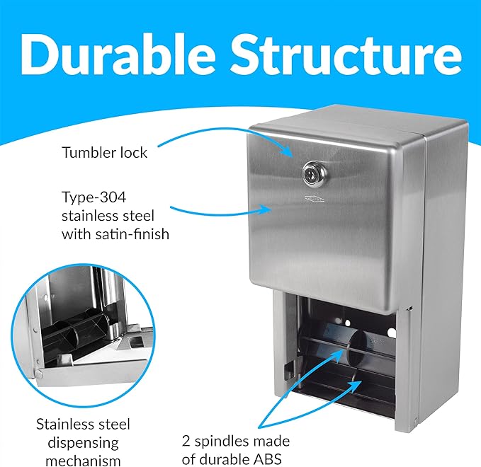 Bobrick Surface-Mounted Multi-Roll Toilet Paper Tissue Dispenser, Satin-Finish Stainless Steel (Model B-2888)