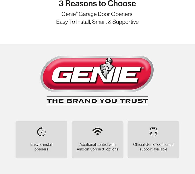 Genie Chain Drive 750 Garage Door Opener with Battery Backup, Surge Protector and one Single Button Garage Door Remote