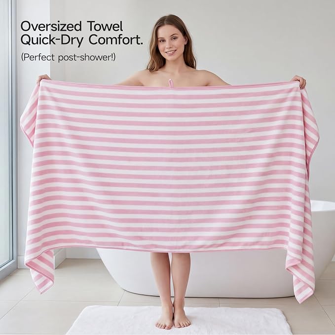 REDKISS Ultra Soft Bath Towel Set 6-Piece 35"x70" | 100% Microfiber, Highly Absorbent | Quick Dry Towels for Bathroom, Spa, Gym | 2 Bath, 2 Hand, 2 Washcloths | Pink