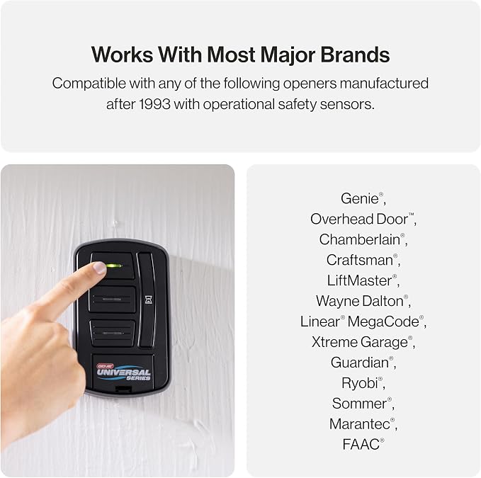 Genie GUWWC-R Universal Garage Door Opener Wireless Wall Console, Compatible with LiftMaster, Chamberlain, Genie, Overhead Door, For Use up to 3 Garage Doors,Black