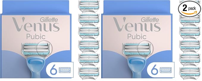 Gillette Venus Intimate Grooming Razors for Women, 6 Razor Blade Refills, Bikini Razors for Women,(Pack of 2)