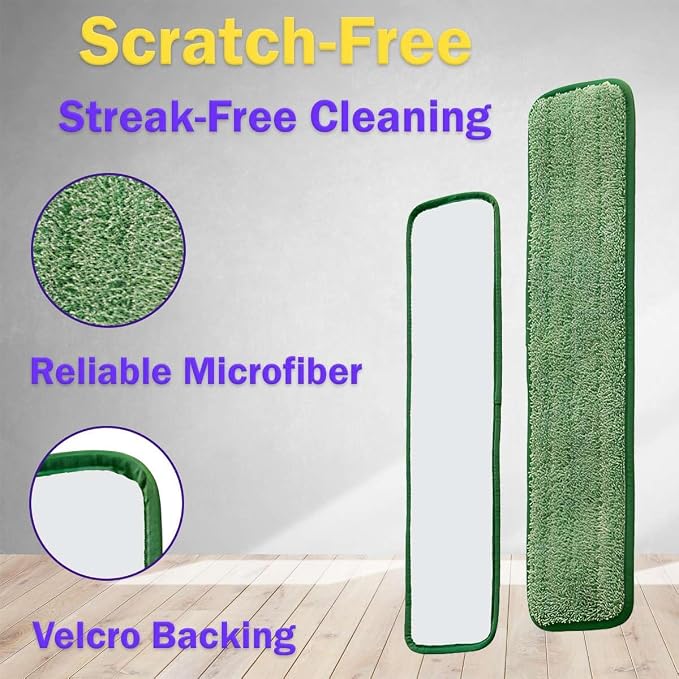 Washable Microfiber Mop Pad Refill, 12 Pack 24 inch Flat Mop Pads, Commercial Reusable Mop Pads for Wet and Dry Cleaning, Squeeze Cleaning Mop Heads Replacement