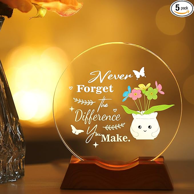 ZHSHWAT Crystal Night Light Plaque with Inspirational Quote- LED Illuminated Decorative Award for Encouragement, Appreciation, Ideal Gift for Coworkers, Friends, Teachers