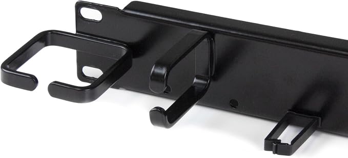 StarTech.com 1U 19" Horizontal Server Rack Cable Management Panel - Network & Data Wire Organizer with Finger Ducts & Vertical/ Horizontal D-Ring Hooks (CMPNL1UC)