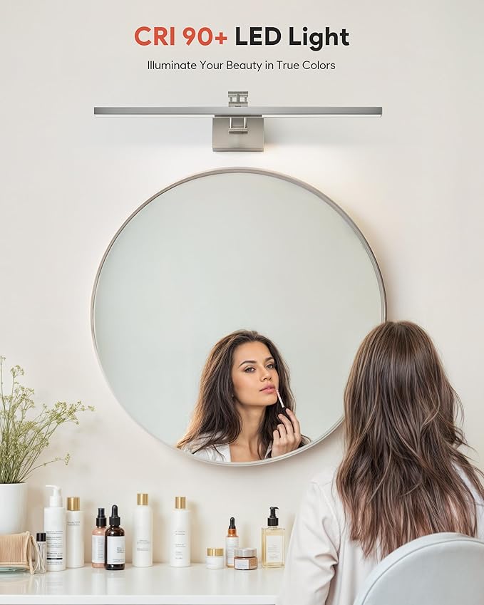 VONLUCE 30" LED Bathroom Vanity Light, 3CCT Modern LED Vanity Lights with 360° Rotatable Head Swing Arm, 11.4W Bathroom Light Fixture Over Mirror, LED Lights for Bathroom Bedroom, Brushed Nickel