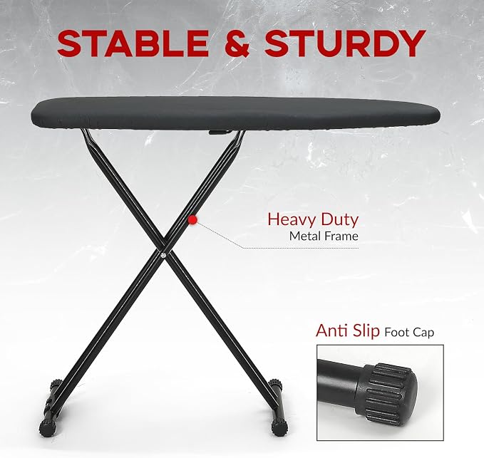 Ironing Board Full Size 54x14, RAINHOL Heavy Duty Iron Board with Thick Padded Cover, Height Adjustable Ironing Boards with Smart Hanger, Heat-Resistant Silicone Pad Iron Rest