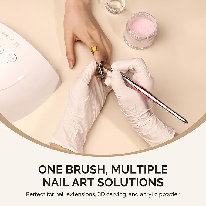 MelodySusie Kolinsky Acrylic Nail Brush, 100% Pure Kolinsky Hair, Professional Nail Brush for Acrylic Powder Nail Extension and 3D Nail Carving, for DIY Home Salon, Size 14