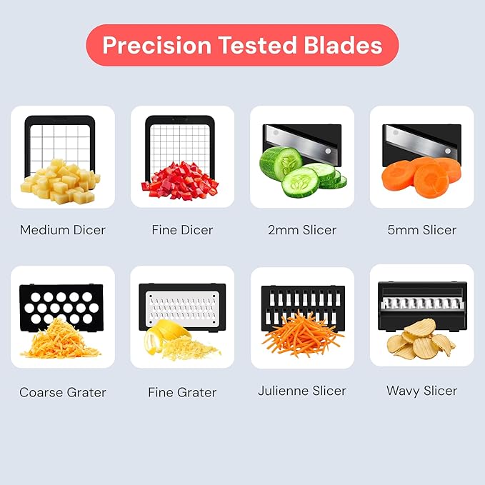 Fullstar XL Vegetable Chopper & Mandoline Slicer – Vegetable, Onion, Potato, Food, Veggie & Fruit Slicer, Dicer & Spiralizer with Pull-Out Catch Tray, Kitchen Gadgets & Gifts (8 in 1, Black/White)