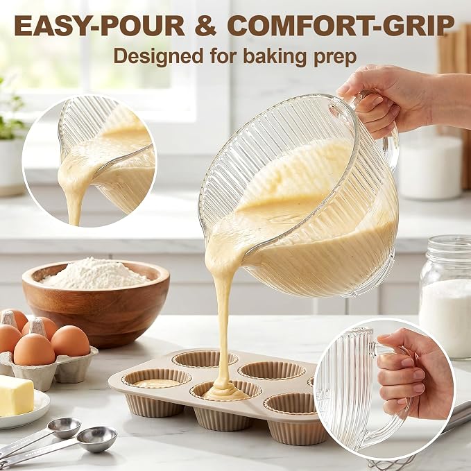 HOZODO Glass Mixer Bowl for KitchenAid 4.5 & 5-Qt Tilt-Head Stand Mixers | 5-Qt Mixing Bowl for Kitchen Aid with Measurement Markings and Handle