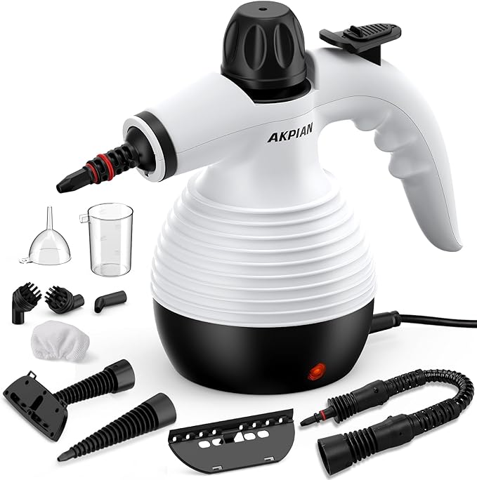 Handheld Steam Cleaner,Multi-Purpose with 10-Piece Accessory Set, for Stovetops, Ovens, Countertops, Sinks, Windows – Removes Dirt, Grease & Stubborn Stains
