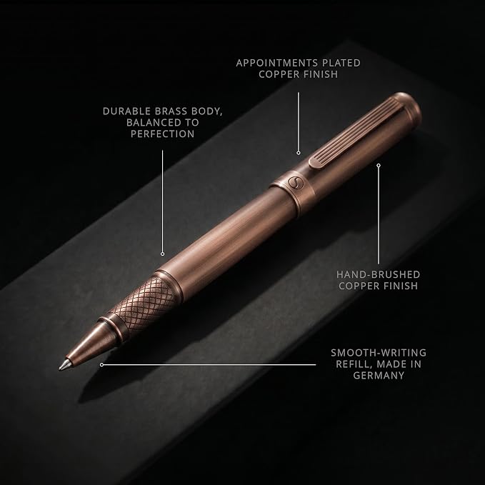 Scriveiner Copper Rollerball Pen - Stunning Luxury Pen, Schmidt Ink Refill, Best Roller Ball Gift Set for Men & Women, Professional, Executive Office, Nice Pens