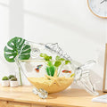 Thick-Walled,high-Transparency Glass Fish Tank,Small Fish-Shaped Fish Tank | Unique Fish Design, Clear Glass Material, Desktop Decor, Open Top Bowl, Home & Office Use