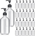 Tessco for You 24 Pcs Clear Soap Dispenser Empty Plastic Pump Bottles Refillable Shampoo Container for Hand Sanitizer Soap Lotion Body Wash Conditioner Bathroom Kitchen Travel, 16.9oz