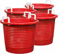 Large, Heavy Duty Fish Baskets, Red, White Handles, Made in USA, 4-Pack