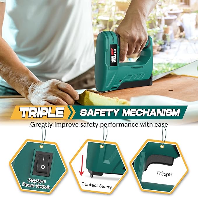 NEU MASTER Electric Staple Gun for Wood - Cordless Stapler Gun with T50 Staples, USB Charger, Heavy Duty Satple Gun for Upholstering, Crafts, DIY, Carpentry, Material Repair