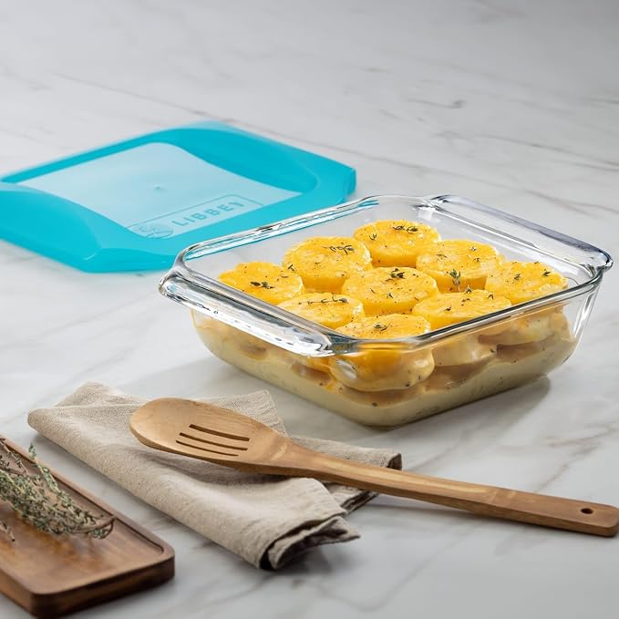 Libbey Baker’s Premium 2 Piece Glass Baking Dish Set, Stackable Casserole Dish with Lid Set, Baking Glassware for Casseroles, Lasagna, Brownies