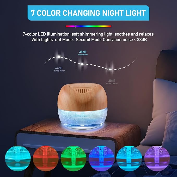 Water-Based Purifier Air Washer, Air Revitalizer & Freshener, Air Fresher with 7 LED Color Changing Light for Rooms (LightYellow)