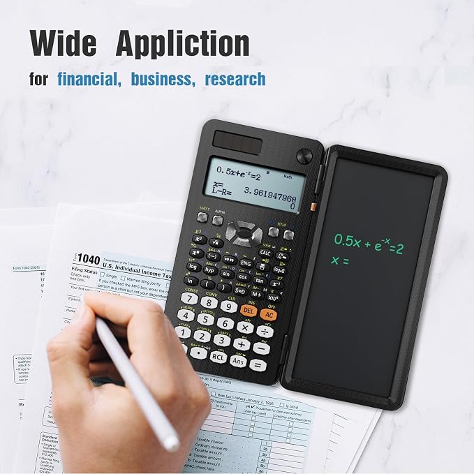 Scientific Calculators for Students 991ES Office Calculators with Notepad Desktop, ROATEE 4-Line Display Calculator with LCD Writing Tablet, Battery Rechargeable Power Calculator School Supplies