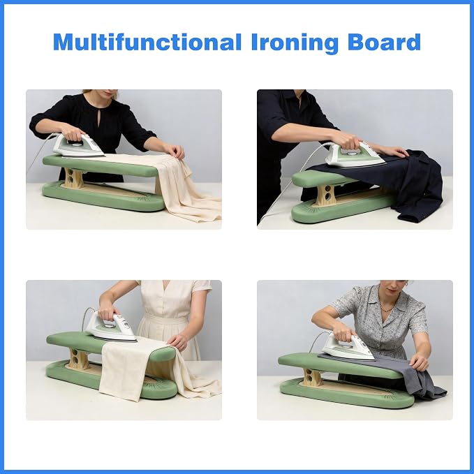 Padded Pants & Sleeve Ironing Boards, Green | Thick Soft Cotton Padding, Double Side Wooden, Tailor's Sleeve Ironing Stool, Removable Cotton Cover