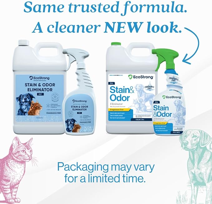 Eco Strong Pet Stain and Odor Remover - Cat Urine Enzyme Cleaner, Urine Destroyer for Dogs, Pet Urine Enzyme Cleaner [All New Fragrance Free] - 160oz Bundle