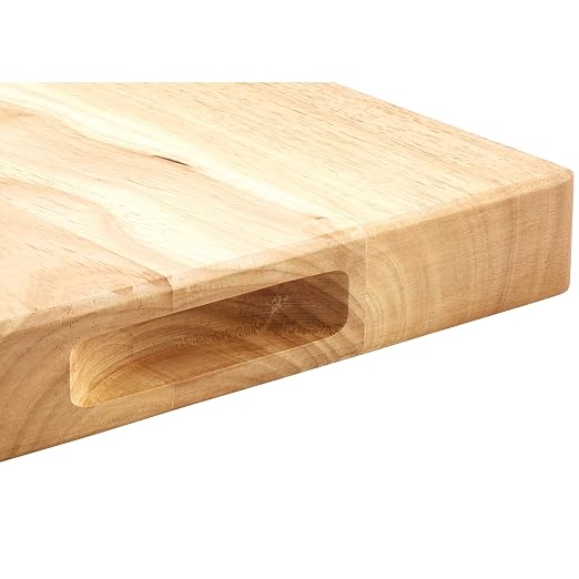 Winco WCB-1824 Wooden Cutting Board, 18-Inch by 24-Inch by 1.75-Inch, Medium, Tan | Inset handles, Minimizes dulling, Attractive appearance, Great for Charcuterie, Cheese, Appetizers and Buffet Displays
