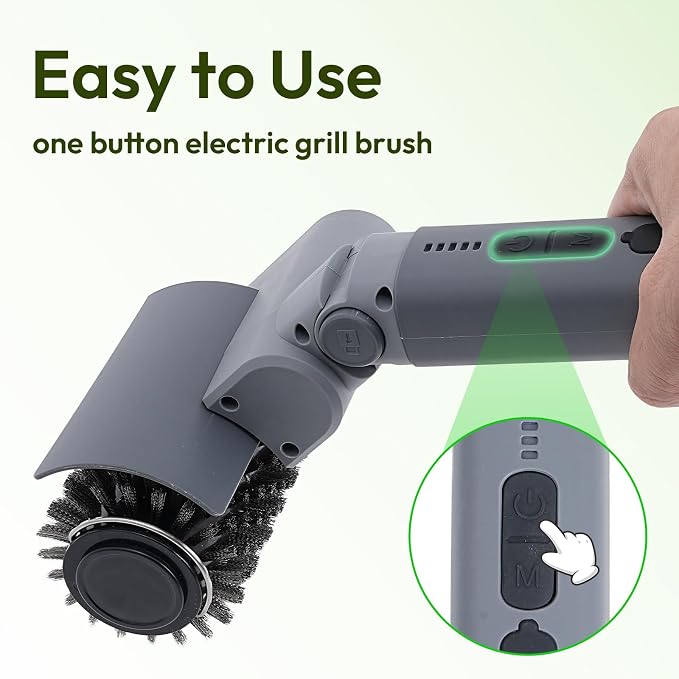 2026 Upgraded Electric Grill Brush, Stainless Steel BBQ Cleaner, 410 RPM High Torque Power Scrubber, 90-Min Runtime, Hot Grill Safe for Gas, Charcoal & Cast Iron Grates