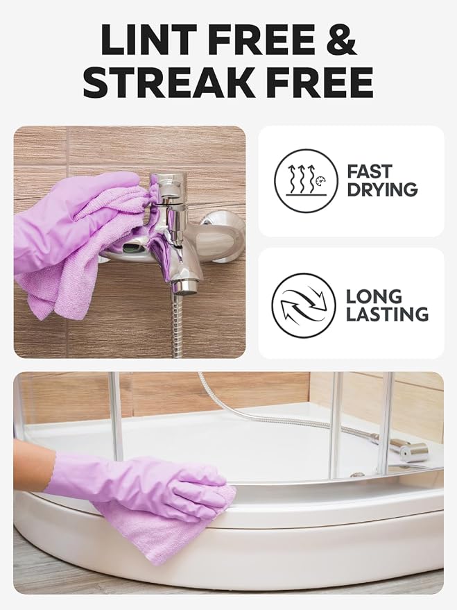 Fantasticlean Microfiber Cleaning Cloth Roll -75 Pack, Tear Away Microfiber Towels, 12" x 12", Reusable, Washable, Scratch Free, Ultra Absorbent Dishcloth for All-Around Cleaning Supplies (Purple)