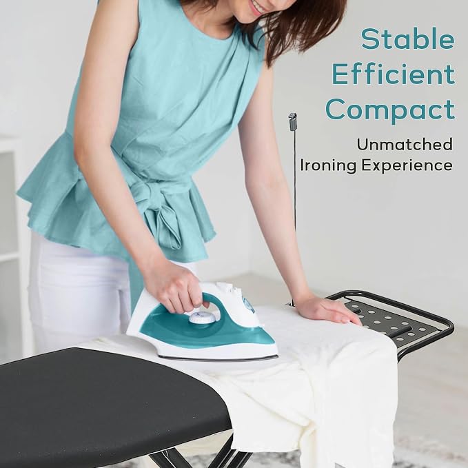 Ironing Board 48x15 in, RAINHOL Large Heavy Duty Ironing Boards Full Size with Pad and Cover, Height Adjustable Iron Stand with Storage Tray and Iron Rest, Black