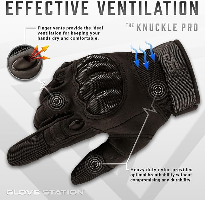 Glove Station Hard Knuckle Utility Gloves, Touchscreen Compatible | TPR Impact Shield, Touchscreen Compatible - Motorcycle, Outdoor & Utility Use