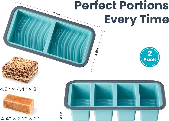 Silicone Freezer Trays Bundle with Vacuum Sealer & 30 Bags | Meal prep bundle, Handheld vacuum sealer, 30 reusable bags, 1-cup & 2-cup silicone freezer trays, Stackable alloy frame