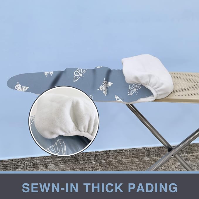 VividPaw Ironing Board Cover and Pad 18x49, Extra Wide, Thick Padding, Elastic Edge, Silicone Coated, Resist Scorching, Heavy Duty Iron Board Covers (Butterfly, 18" x 49")