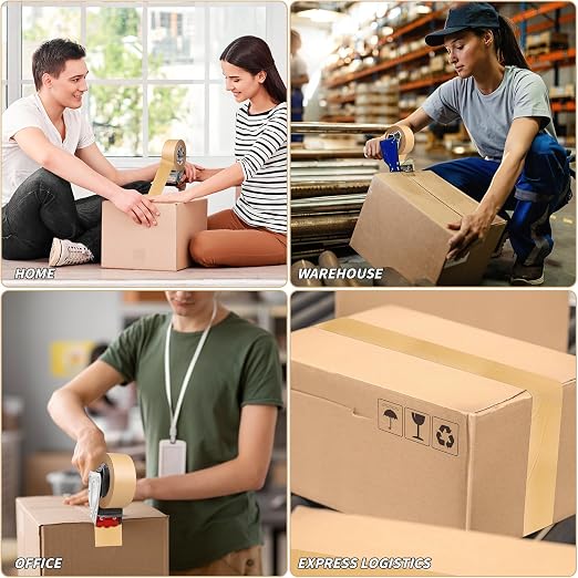 Oleitodh 12 Pack Brown Paper Packing Tape, Kraft Paper Tape Bulk 2" x 55 Yardx 7 mil Gummed Tape for Marking, Sealing Box, Masking, Shipping, Strong Adhesive Easy-to-Tear Waterproof Tape