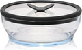 Anyday 4-Cup Glass Microwave Steamer & Food Storage (Clear Black Sesame) | Glass Lids, Round Shallow Dish, Plastic-Free Meal Prep, Microwave Cookware, Stackable Airtight Container