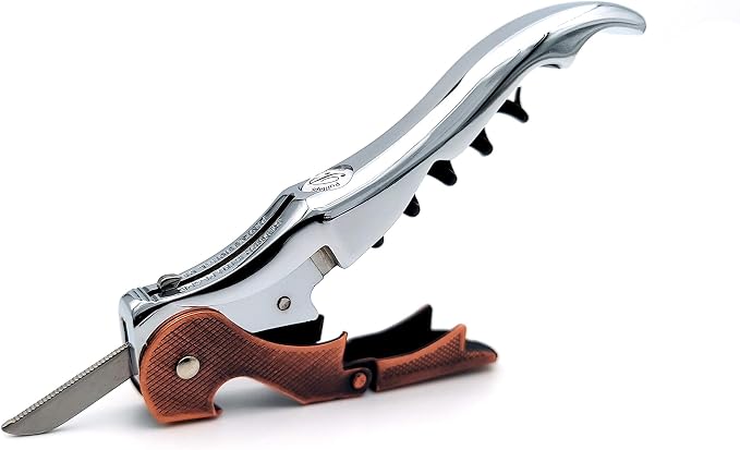 Pulltap's Genuine Slider Boss 150 Waiter's Corkscrew – Double-Hinged Wine Key with Sliding Foil Cutter – Patented Design – Made in Spain – Cromado-Cobre (Chrome-Copper)