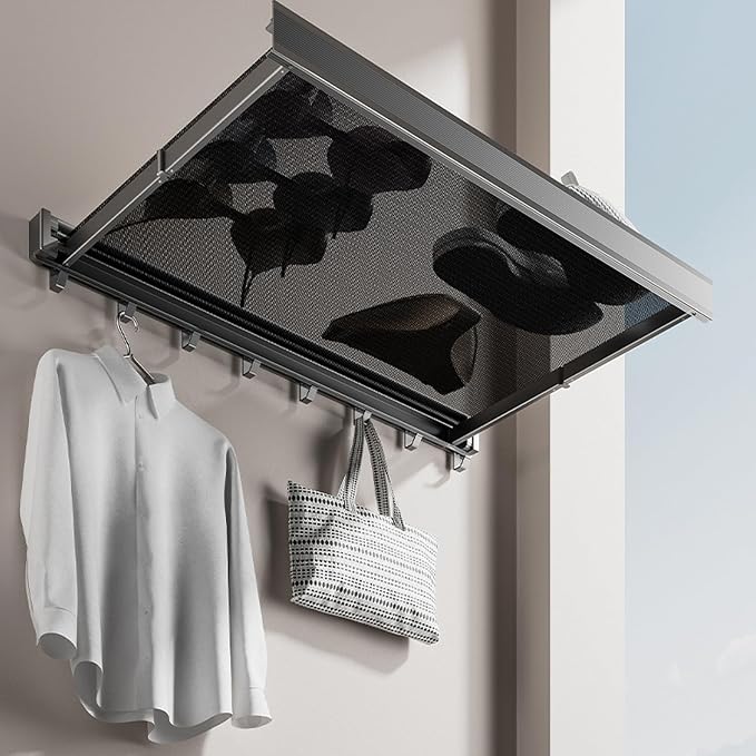 Invisible Stretch Laundry Rack Small Storage Multiple Garment Hanging Aluminum Foldable Clothing Dryer Net for Indoor Rusts Clothing Rack
