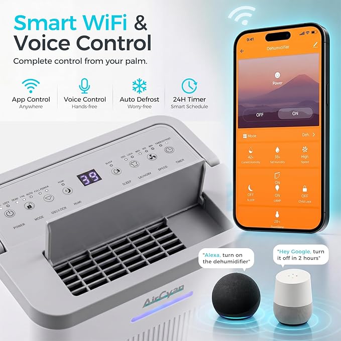4500 Sq.Ft Most Efficient Energy Star 2025 Dehumidifier for Basement, Max 65 Pint Smart Dehumidifier with WiFi Intelligent Humidity Control,Air Purifier HEPA Filter for Home,Garage,RV