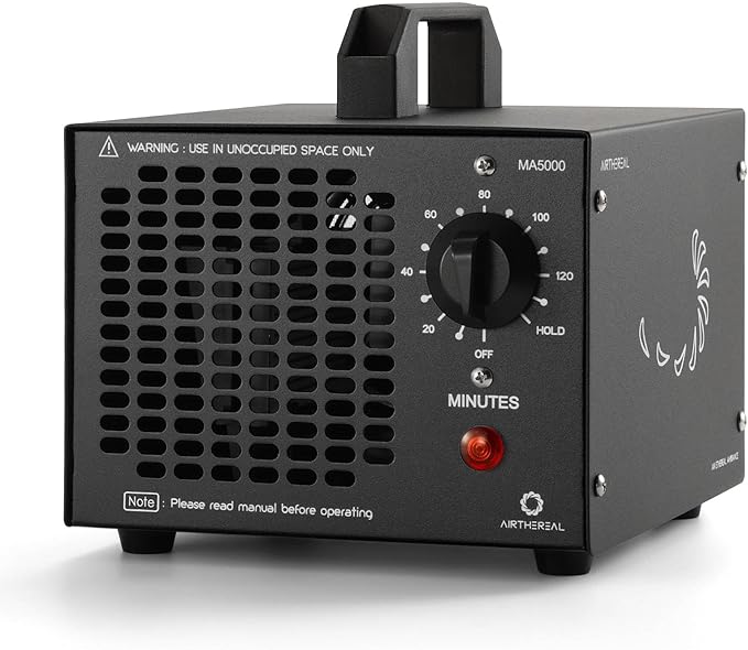 Airthereal MA5000 Commercial Ozone Generator, High Capacity Ozone Machine Odor Removal - Home Air Ionizers O3 Deodorizer for Rooms, Smoke, Cars and Pets, Eliminate Odors up to 2000sq.ft., Black