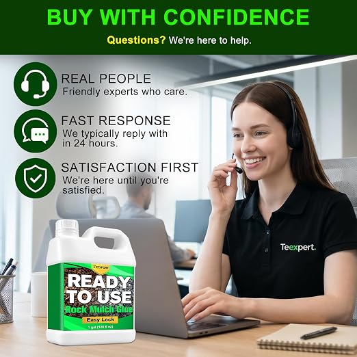 Teexpert Ready to Use Rock Glue for Landscaping,1 Gallon No Dilution Formula Rock Glue, Pet Safe Pea Gravel Adhesvie, Secures Gravel & Stones for Outdoor Landscapes, Yards, Walkways & Patios