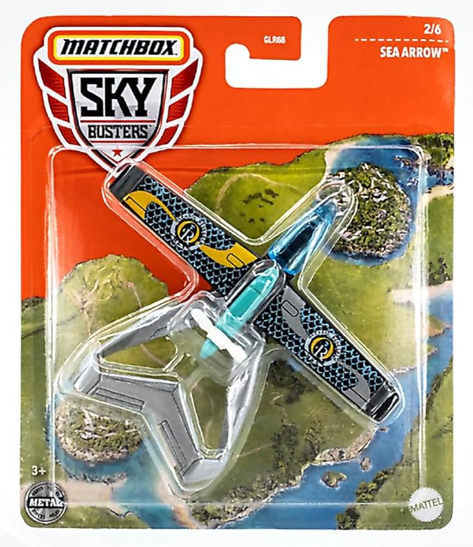 Matchbox Sky Busters Die-Cast Aircraft Bundle, 6-Pack, Air Blade, Sea Arrow, Hypersonic Jet, Crop Duster, Cessna Caravan, Pusher Prop GLR68-956M