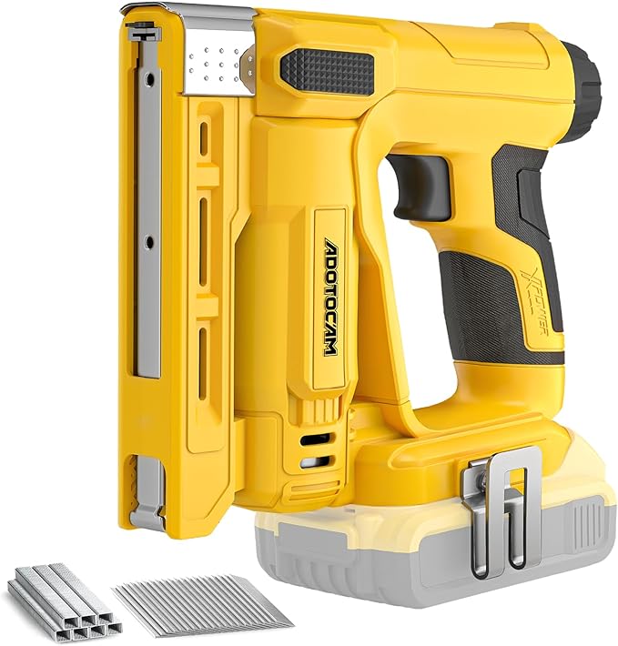 Nail Gun for Dewalt 20V Battery (Tool Only), 2 in 1 Cordless Brad Nailer/T50 Crown Stapler, Nail Gun Battery Powered with 2,000PCS Staples and Nails for Upholstery & Family DIY