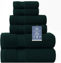 COZYART Luxury Bath Towel Set 6 Pcs, Deep Forest Green 100% Turkish Cotton | OEKO-Tex 100 Certified Zero Twist Ring Spun, 650GMS, Soft Absorbent Quick Dry, Plush, Breathable Hotel Quality for Daily Use