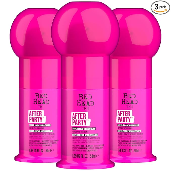 TIGI Bed Head After Party Smoothing Cream, Travel-Size 3-Pack – Ultimate Frizz Control Hair Care Products for Smooth, Shiny Hair, Summer Fruit Medley Scent, 1.69 Oz Ea