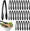 Tessco for you 25 Pcs Plastic Tongs for Serving Bulk, 9 Inch Plastic Disposable Serving Tongs, Heavy Duty Salad Tong for Kitchen, Buffet, BBQ, Events & Catering (Black)