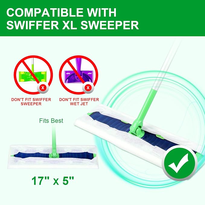 30 Count Disposable XL Dry Sweeping Cloths + 6 Pack Reusable Microfiber Mop Pads for Swiffer Sweeper XL Mop (Mop is not Included)