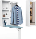 Wall Mounted Ironing Board with Storage Cabinet,Built in Ironing Board & Folding Support Leg, Wall-Mounted Mirrors for Home, Apartment & Small Spaces | 2 Garment Hooks | 2 Organizer Shelves | Foldable Leg & Holds 85lbs | Fits All Spray Bottles | No Ass...