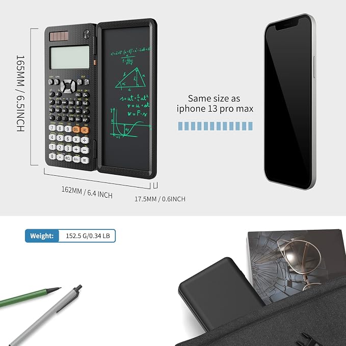 Scientific Calculators for Students 991ES Office Calculators with Notepad Desktop, ROATEE 4-Line Display Calculator with LCD Writing Tablet, Battery Rechargeable Power Calculator School Supplies