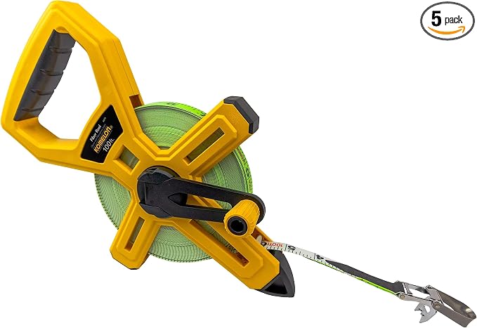 Komelon 6611 Open Reel Fiberglass Tape Measure, 100-Feet (Pack of 5)